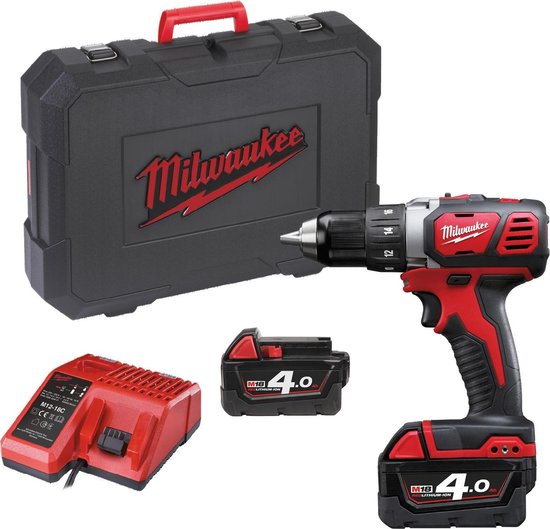 Milwaukee 18V accuboormachine 4.0Ah 13 mm snelspanboorhouder 60 Nm koppel LED verlichting