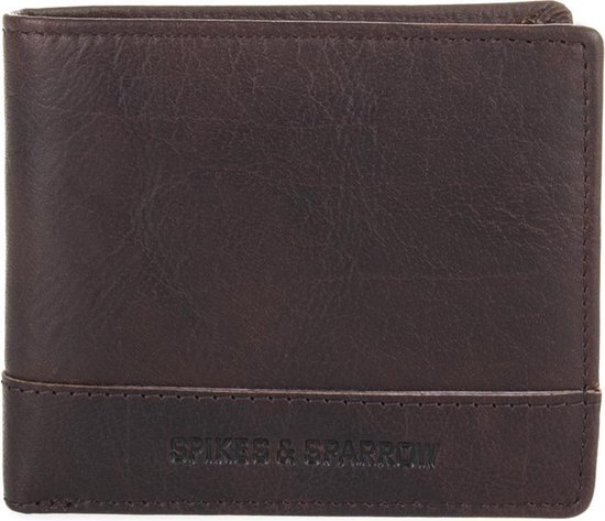 Porte-billets en cuir Spikes & Sparrow James - RFID - 12 cartes - Marron foncé
