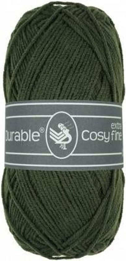 5 x Durable Cozy extra fine olive foncé - vert olive foncé (2149) - fil acrylique et coton - 50 grammes - épaisseur du stylo 3 à 3,5 mm