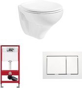 Bewonen Aloni toiletset - hangtoilet glans wit - met Tece reservoir/bedieningsplaat - glans wit