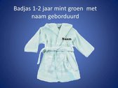 Badjas met capuchon mint maat 1-2 jaar met naam