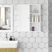 c90 -  kast wandkast wandkast badkamerkast keukenkast plank opslag met deur en plank wit 60 x 71 x 18 cm (B x H x D) BBC20WT