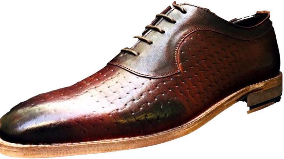 Pantera Pelle Leather Shoes Volledig Lederen Herenschoen Bruin-Bordeaux