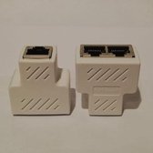 RJ45 Splitter - 2x RJ45 Splitter  -1 naar 2 Netwerk Adapter - Beige