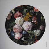 Zelfklevende behangcirkel met matte textiel uitstraling bloemen