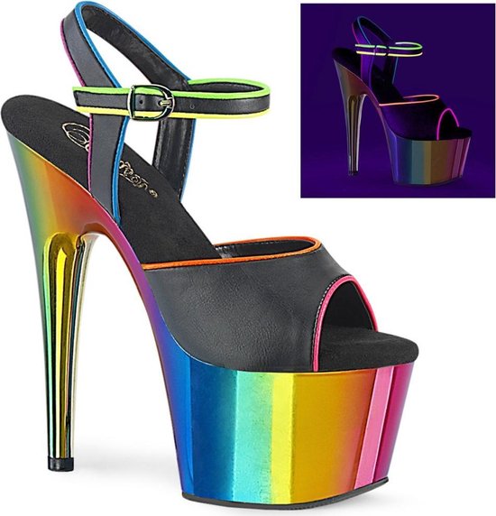 Pleaser - ADORE-709RC-02 Sandaal met enkelband, Paaldans schoenen - Paaldans schoenen - 40 shoes - Multicolours/Zwart