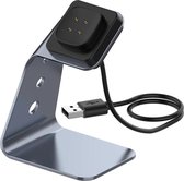 DrPhone SD1 Oplaaddock – Dockingstation - Geschikt voor Fitbit Versa 4/3 /Sense/Sense 2 - Aluminium - Opladerstandaard  met ingebouwde oplader – Grijs