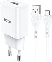 HOCO N9 Especial - Compacte USB Oplader - EU Plug - Universele 10W Lader + USB naar Micro-USB Kabel - Voor Android Smartphones - Wit