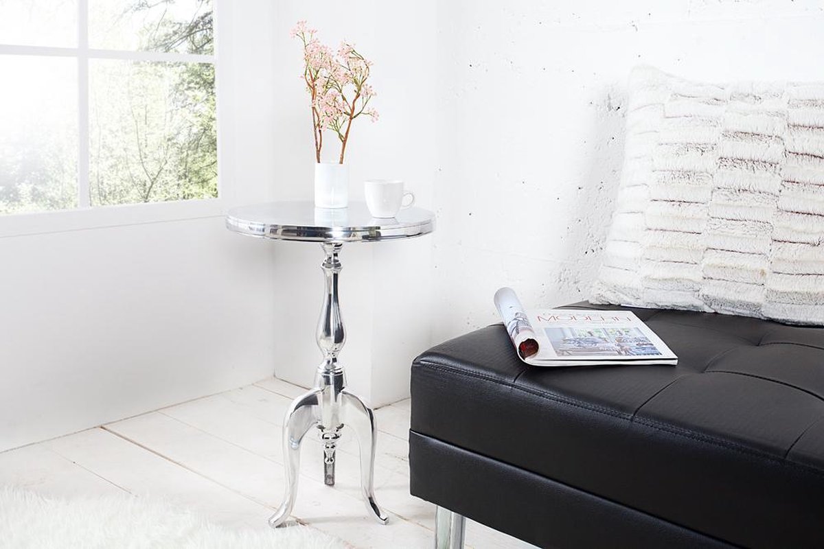 Edele design bijzettafel SAVOY 55 cm gepolijst zilver