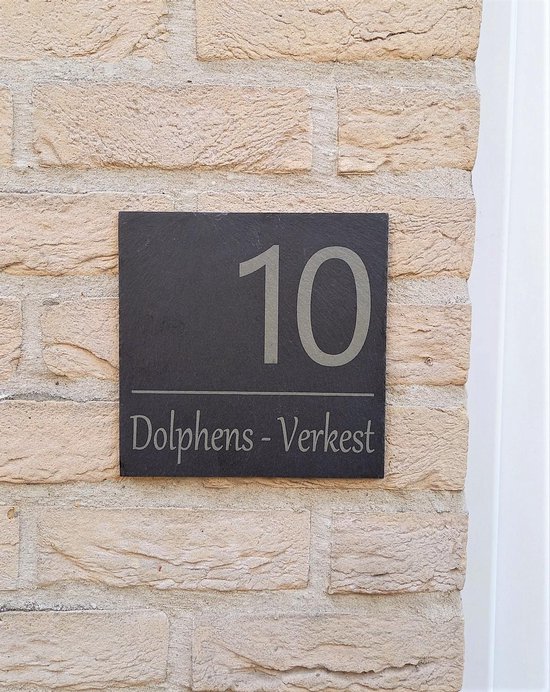 Gepersonaliseerd Huisnummer met Naam / Naambordje Voordeur Leisteen - 20 x  20 cm -... | bol.com