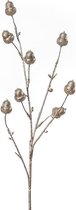 Kunstbloem - Zijde - Bessentak - Goud - 60 cm - 8 bloemen per stengel - Boeket van 3 stuks - In cadeauverpakking met gekleurd lint