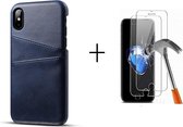 GSMNed –PU Leren Card Case iPhone XR Blauw  – hoogwaardig leren Card Case Blauw – Card Case iPhone XR Blauw – Card Case voor iPhone Blauw – Pasjeshouder – met screenprotector iPhon