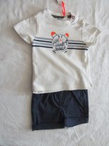 noukie's , kledingset , jongen , tshirt +bermuda , be happy , 74 - 9 maand