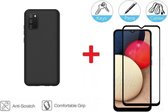 2-In-1 Screenprotector Hoesje Bescherming Protector Set Geschikt Voor Samsung Galaxy A02s - Full Cover 3D Edge Tempered Glass Screen Protector Met Siliconen Back Bescherm Hoes Cove