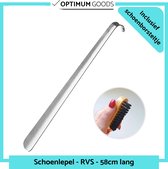 RVS Schoenlepel - Schoentrekker - Aantrekhulp - 58cm lang - incl schoenborsteltje