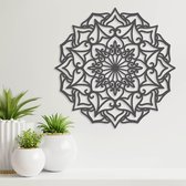 Wanddecoratie - Mandala - Hout - Wall Art - Muurdecoratie - Woonkamer - Zwart - 29 x 29 cm