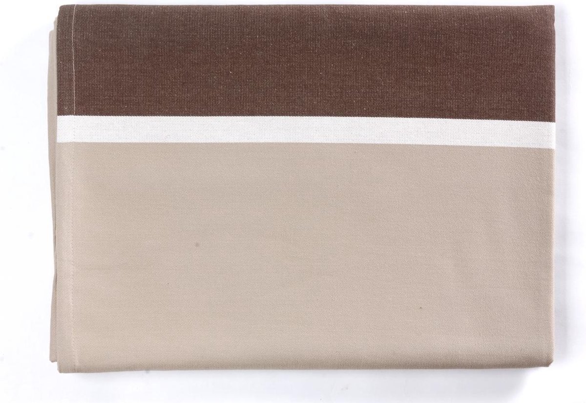 TINT BANDE RAYE SATIN TAFELNAP 150X250 GALET/CHOCO