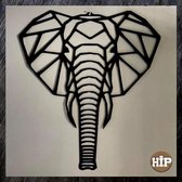 Hip-Wonen.nl - Olifant Ø 90 cm - metalen wanddecoratie dieren zwart - Wandpaneel - muurdecoratie - cadeau tip