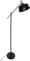 Vloerlamp zwart en goud metaal H 155 cm met verstelbare arm