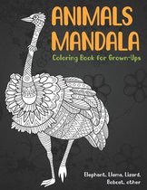 Animals Mandala - Coloring Book for Grown-Ups - Elephant, Llama, Lizard, Bobcat, other