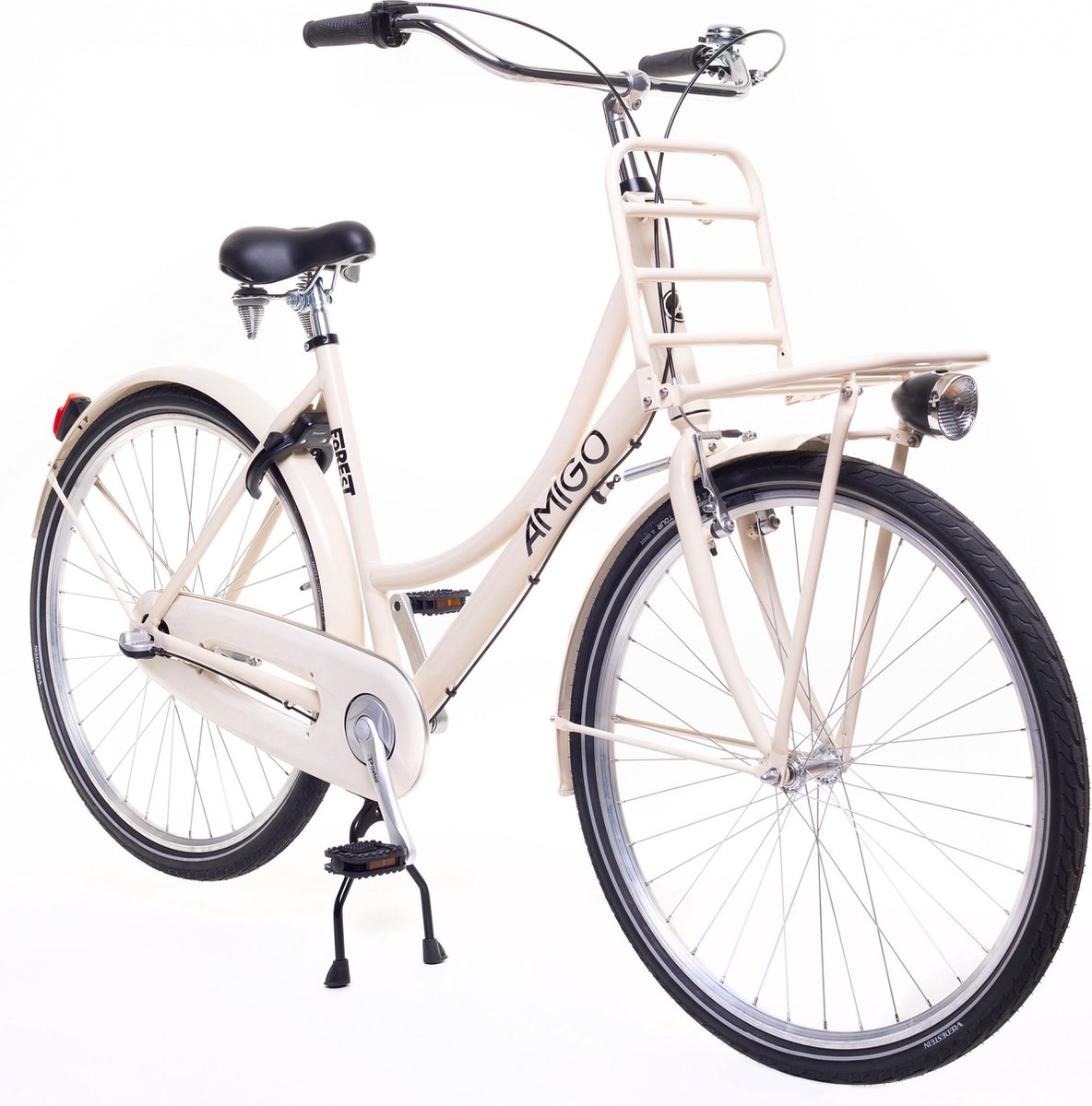 Amigo Forest - Transportfiets 28 inch - Damesfiets met voordrager en 3