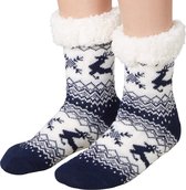 dressforfun - Knusse sokken met rendiermotief blauw-wit 39-42 - verkleedkleding kostuum halloween verkleden feestkleding carnavalskleding carnaval feestkledij partykleding - 303476