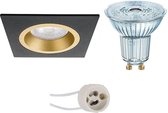 OSRAM - LED Spot Set - Parathom PAR16 927 36D - Primux Rodos Pro - GU10 Fitting - Dimbaar - Inbouw Vierkant - Mat Zwart/Goud - 3.7W - Warm Wit 2700K - 93mm