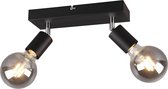 LED Plafondspot - Trinon Zuncka - E27 Fitting - 2-lichts - Rechthoek - Mat Zwart - Aluminium