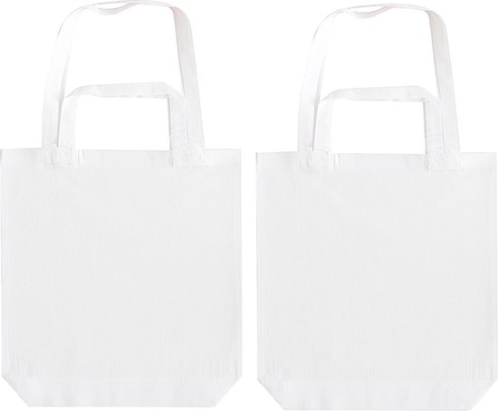 3x sac toile/coton blanc avec double anse 38 x 42 cm - Sac/shopper coton  imprimable | bol