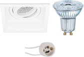 OSRAM - LED Spot Set - Parathom PAR16 927 36D - Primux Domy Pro - GU10 Fitting - Dimbaar - Inbouw Vierkant - Mat Wit - 5.5W - Warm Wit 2700K - Verdiept - Kantelbaar - 105mm