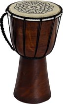 Drum/trommel bruin met mandala print  18 x 30 cm - Bongo muziekinstrumenten voor kinderen
