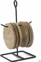 Kolony - Rekje met 6 ronde houten onderzetters