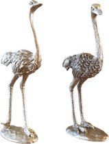 Spant7 - Struisvogel - Goud / zilver - set 2 stuks - 28 cm hoog