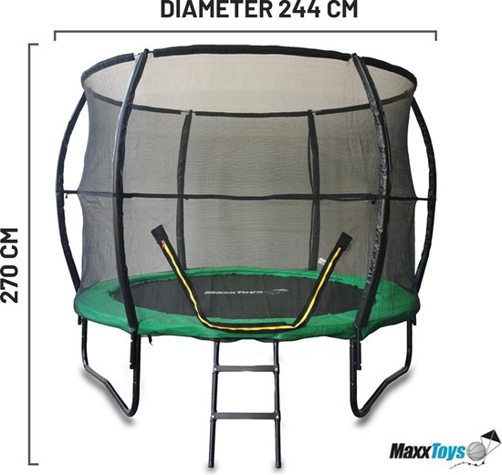 MaxxToys Trampoline - Comfort - 244cm incl net en ladder - MaxxToys