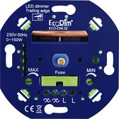 EcoDim - LED Dimmer - ECO-DIM.02 - Fase Afsnijding RC - Inbouw - Enkel Knop - 0-150W - Zekering - BES LED