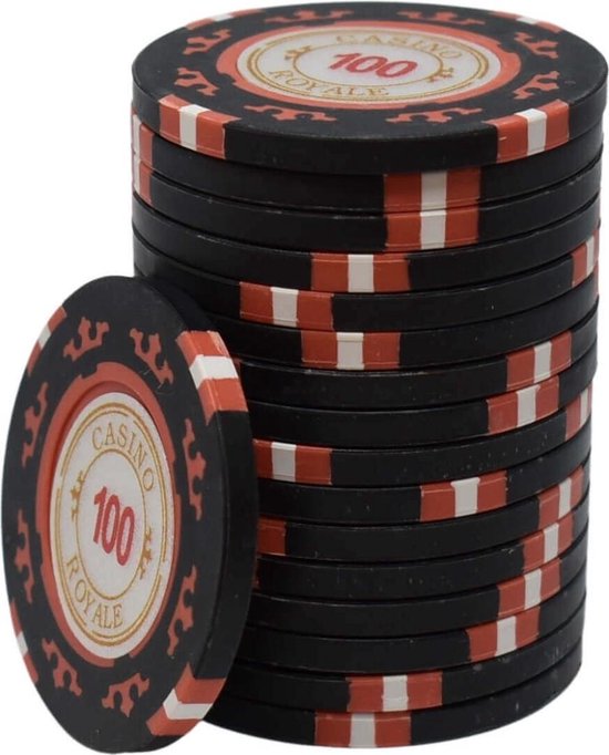 Afbeelding van het spel Casino Royale clay chips 100 zwart (25 stuks)