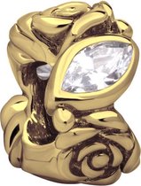 Quiges - 925 - Zilveren - Bedels -Sterling zilver - Beads - Rozen Goudkleurig met Zirkonia Kraal Charm - Geschikt – voor - alle bekende merken - Armband Z475