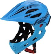 Pro-Care Mountainbike helm, Met LED achterlicht, Verstelbare kinderhelm en extra afhaalbare gezichtsbescherming, 52-56 cm, BlueStripe-Hammer, 3 tot 14 jaar