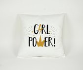 Kussensloop Girl Power ! - Sierkussen - Decoratie - Meisjes / Kinderkamer - 45x45cm - Exclusief Vulling - PillowCity