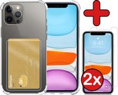 Étui iPhone 11 Pro avec porte-cartes 2x Protecteur d'écran - Étui iPhone 11 Pro Étui transparent antichoc - Étui iPhone 11 Pro avec porte-cartes