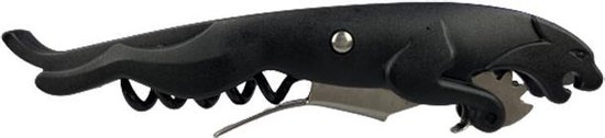 Tire-bouchon et décapsuleur - Panther - Zwart - Plastique / Métal - 14 cm