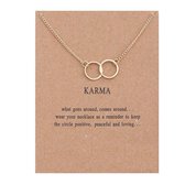 Karma Ketting - Dubbele Cirkel aan ketting - Geluksketting - 2 Cirkels - Goudkleurig