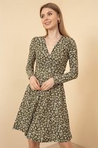 La Pèra Zomerjurk Trendy bloemetjes jurk groen Dames - Maat XL