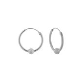 Oorbellen dames | Oorring/oorringen | Zilveren Bali hoops met enkel bolletje, 16 mm | WeLoveSilver