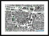 Tilburg centrum - POSTER INCLUSIEF MODERNE LIJST | stadskaart | stadsplattegrond | stad | 40x30cm