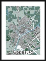 Middelburg - stadskaart | Inclusief strakke moderne lijst | stadsplattegrond | poster van de stad| 40x30cm