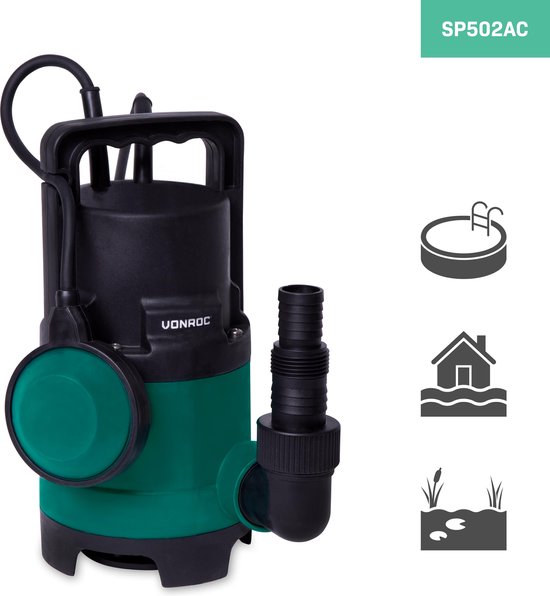 VONROC submersible / pompe à eau VONROC 400W - 8000l / h - Pour eau sale et propre - Avec flotteur