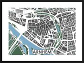 Arnhem centrum - stadskaart | Inclusief strakke moderne lijst| stadsplattegrond | poster van de stad| 40x30cm