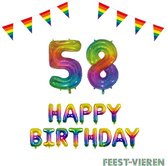 58 jaar Verjaardag Versiering Pakket Regenboog