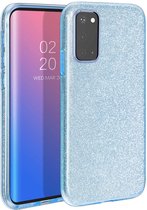 HB Hoesje Geschikt voor Samsung Galaxy A72 Blauw - Glitter Back Cover